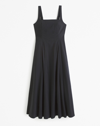 Women's Squareneck Stretch Cotton Midi Dress | Women's Clearance ...