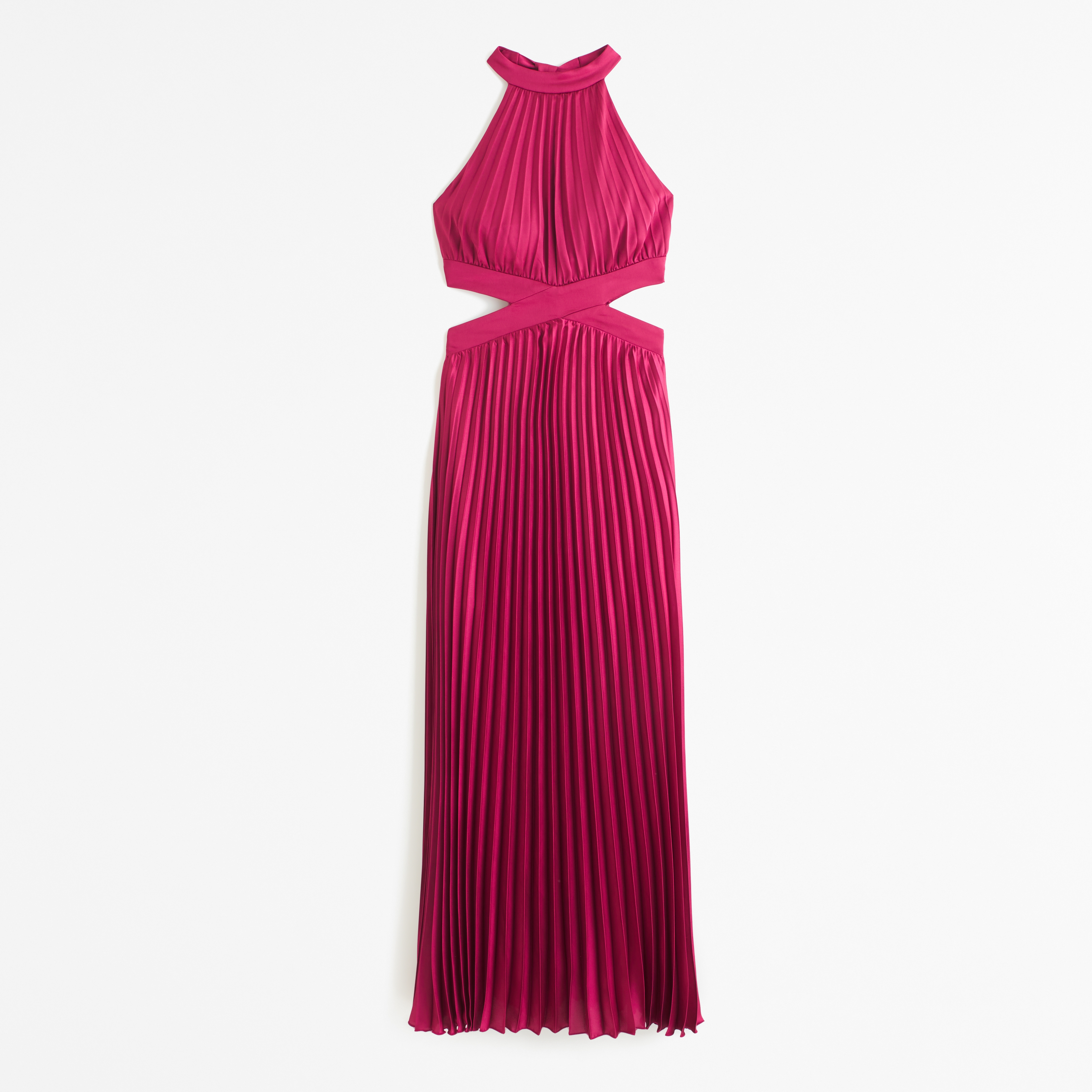 High neck hot sale pleated maxi dress