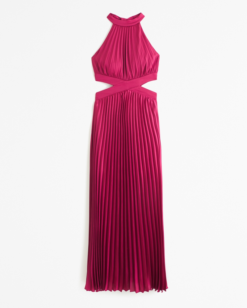 Women's The A&F Giselle High-Neck Pleated Cutout Maxi Dress