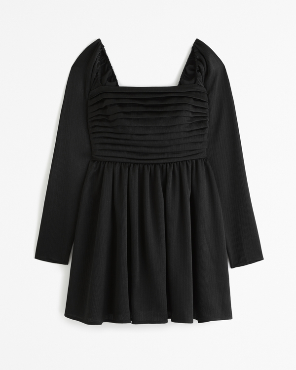 Emerson Waisted Satin Mini Dress, Black