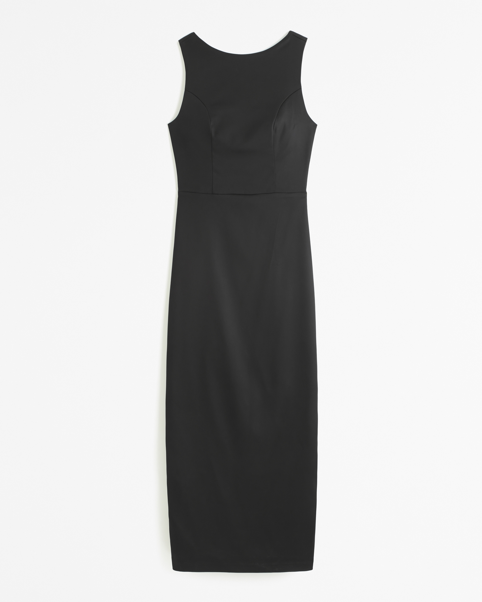 High-Neck Satin Sculpt Midi Dress