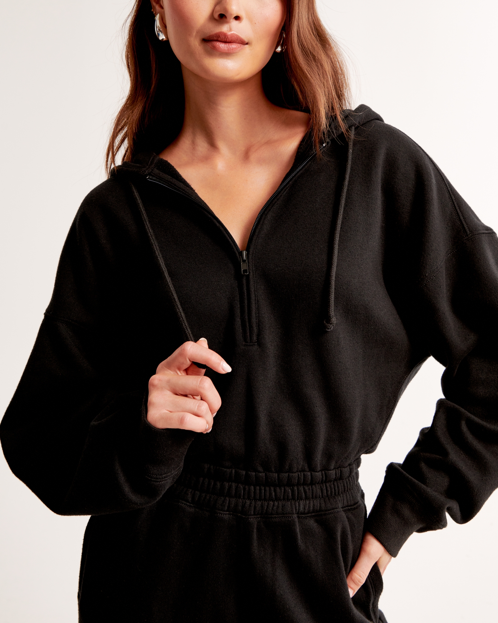 Long-Sleeve Hooded Fleece Jumpsuit