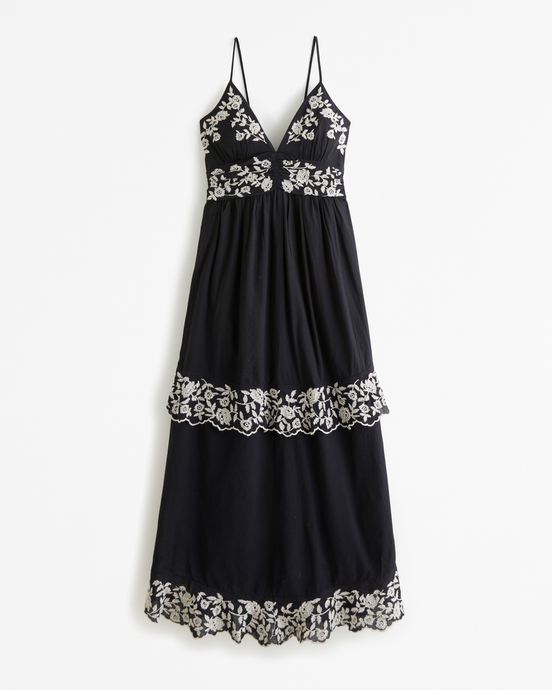 Lace Layered Ruffles Black Floral Dress Lace Layered Ruffles Black Floral Dress