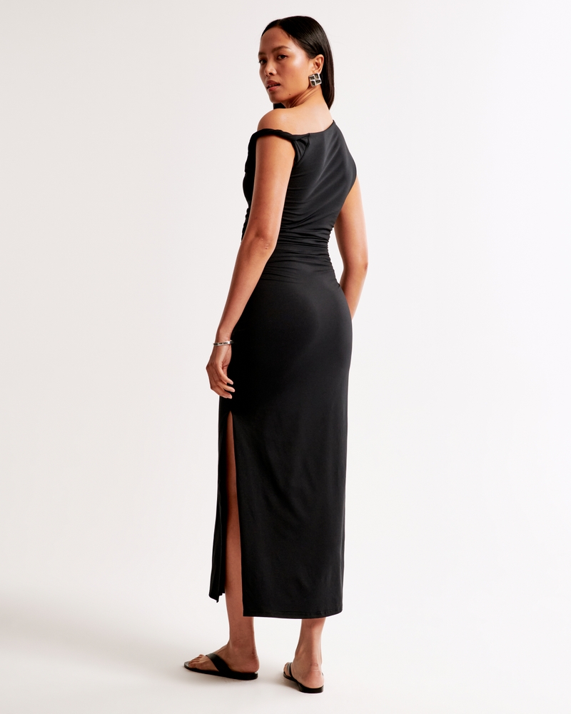Asymmetrical Twist Knit Midi Dress