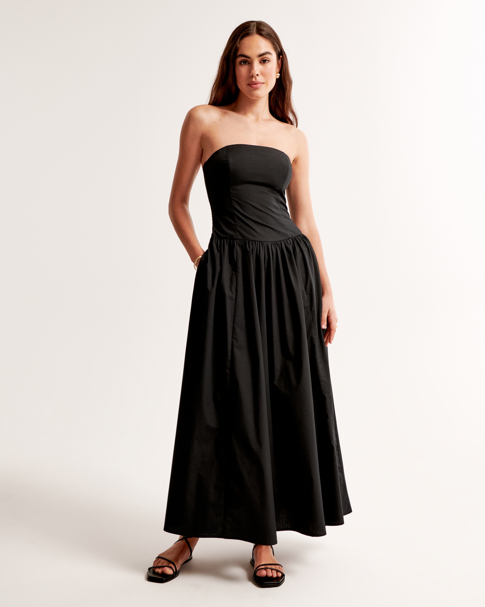 Strapless Drop-Waist Maxi Dress