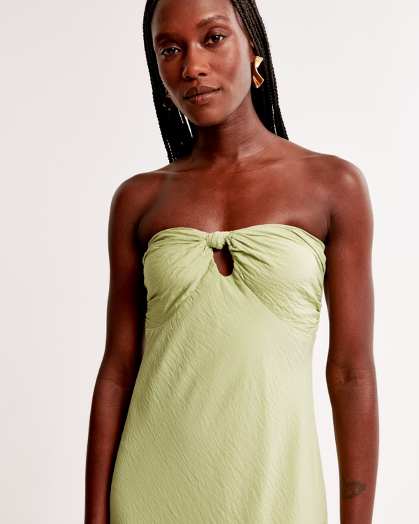 Strapless Twist-Front Maxi Dress