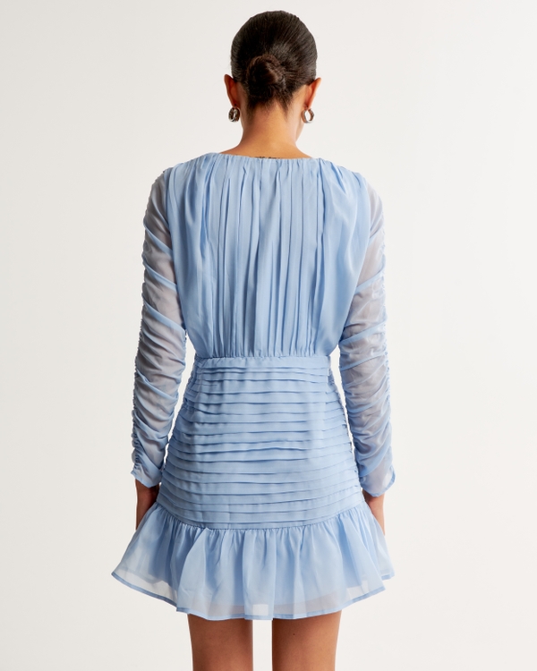 Long-Sleeve Ruched Mini Dress