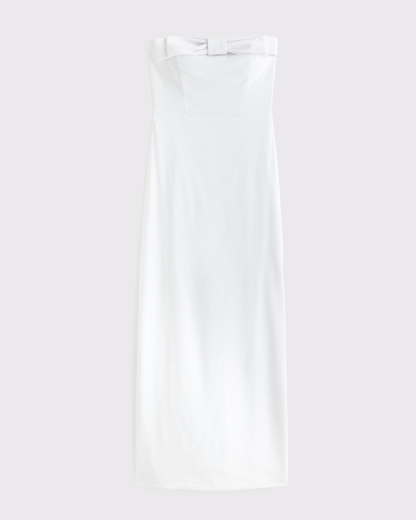 Women's Column Bow-Front Maxi Dress in White | Size L | Abercrombie & Fitch