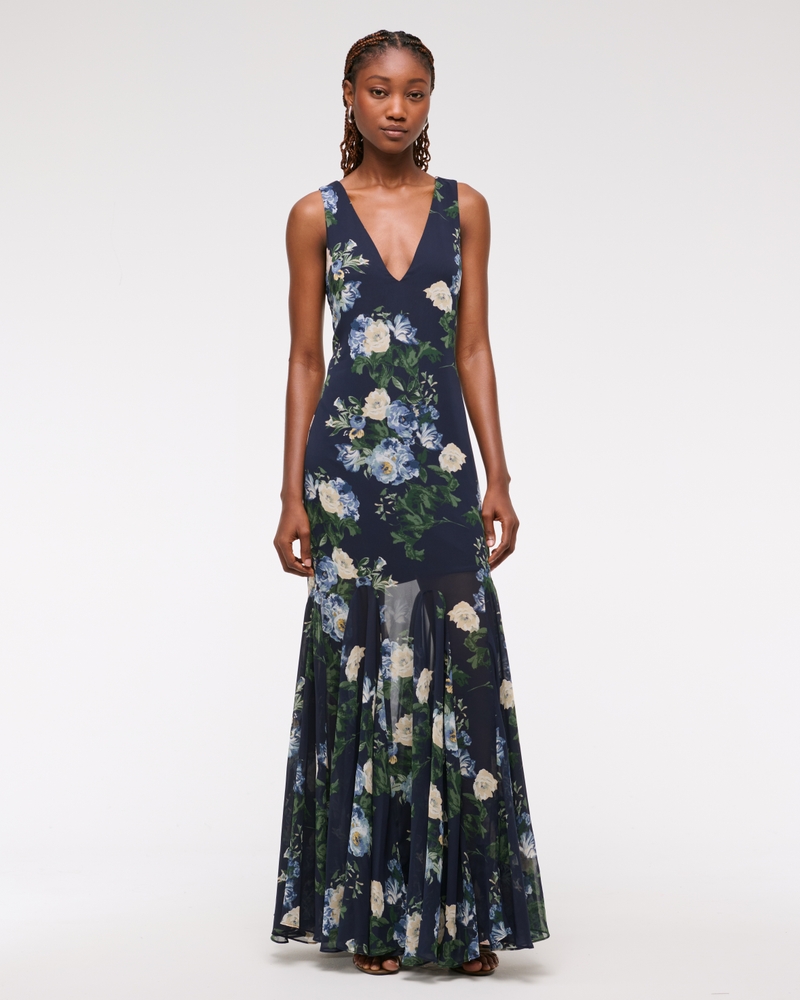 Femme Robe maxi plongeante plissée Femme Liquidation