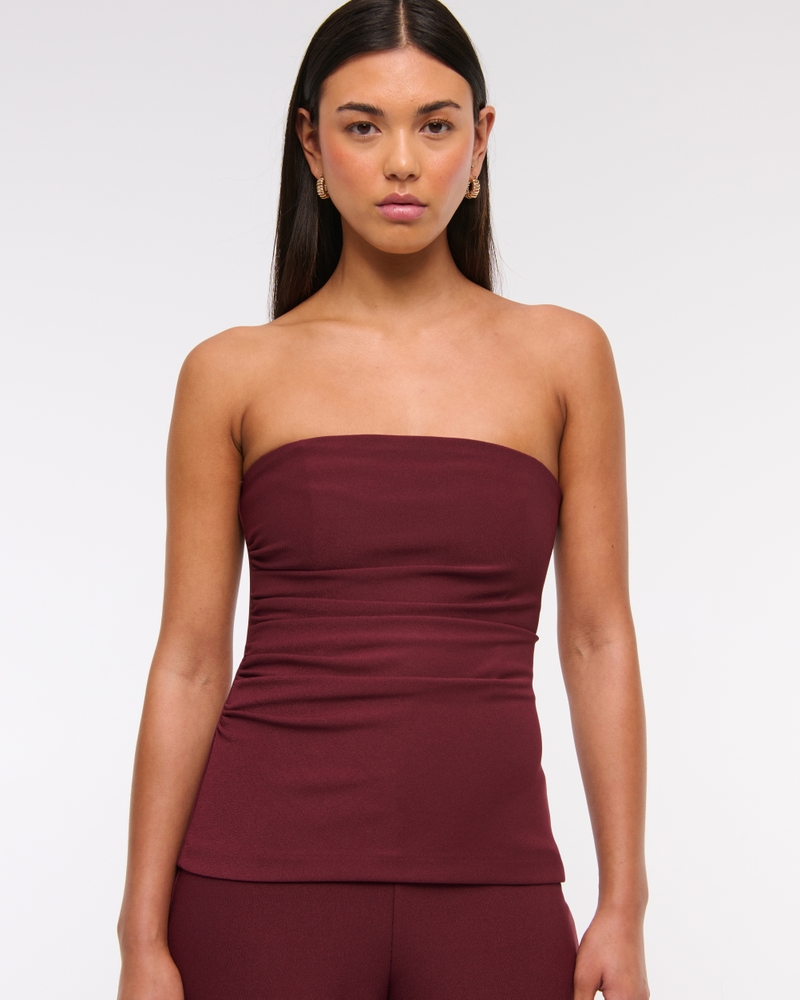 Strapless Ruched Peplum Jumpsuit