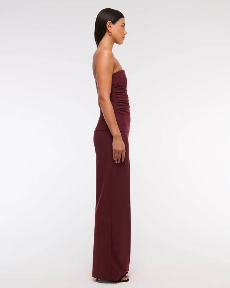 Strapless Ruched Peplum Jumpsuit