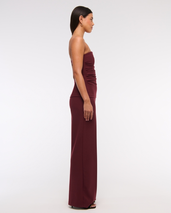 Strapless Ruched Peplum Jumpsuit