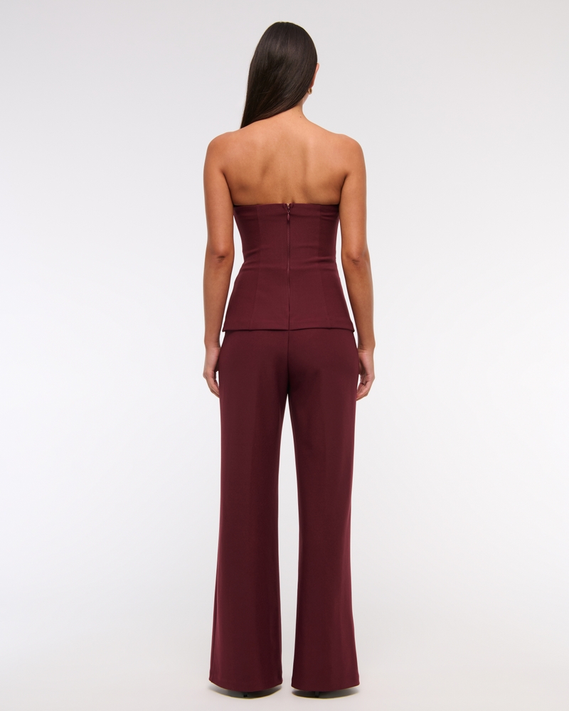 Strapless Ruched Peplum Jumpsuit