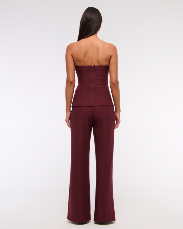Strapless Ruched Peplum Jumpsuit