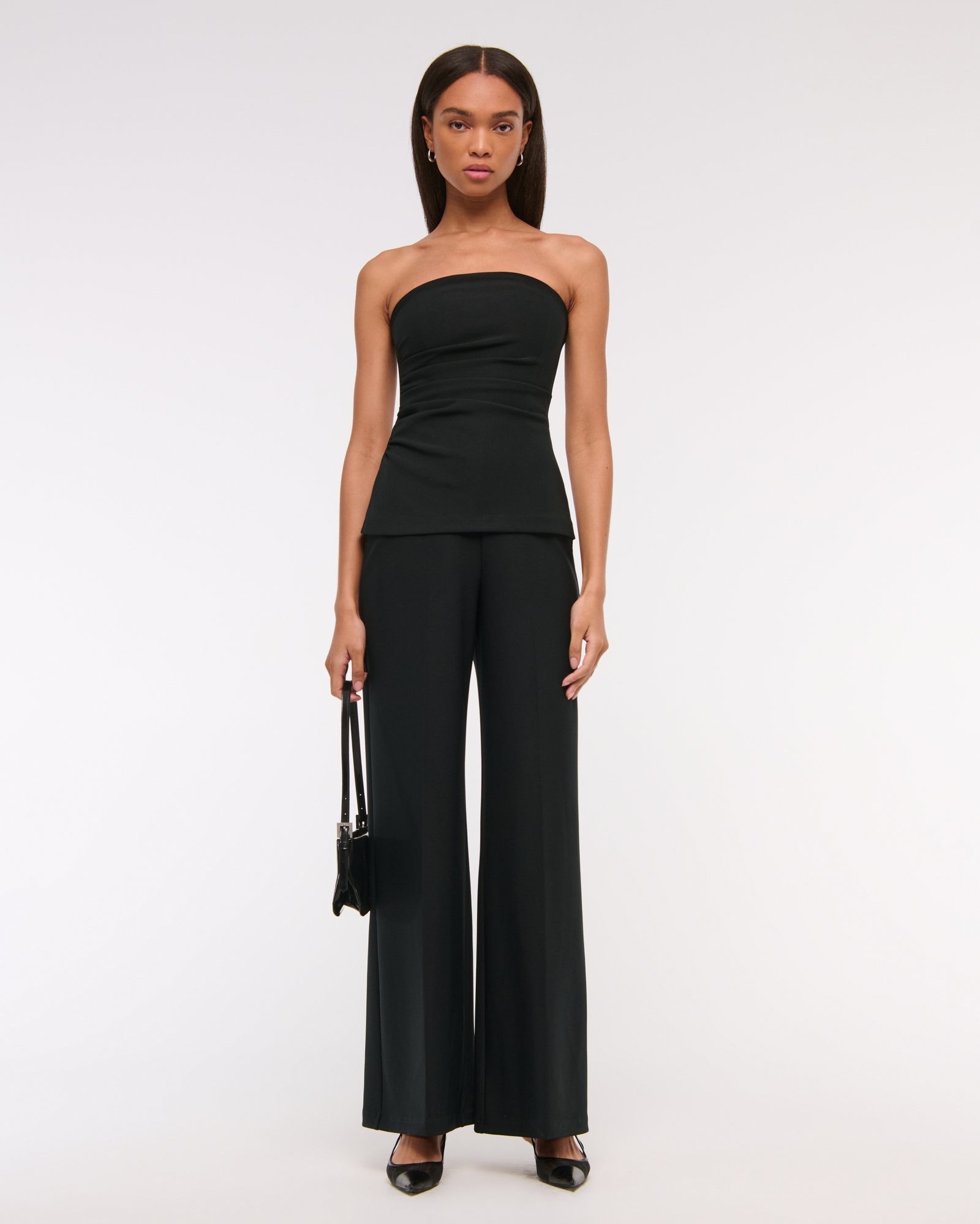 Strapless Ruched Peplum Jumpsuit