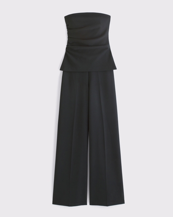 Strapless Ruched Peplum Jumpsuit from Abercrombie & Fitch - $54.97