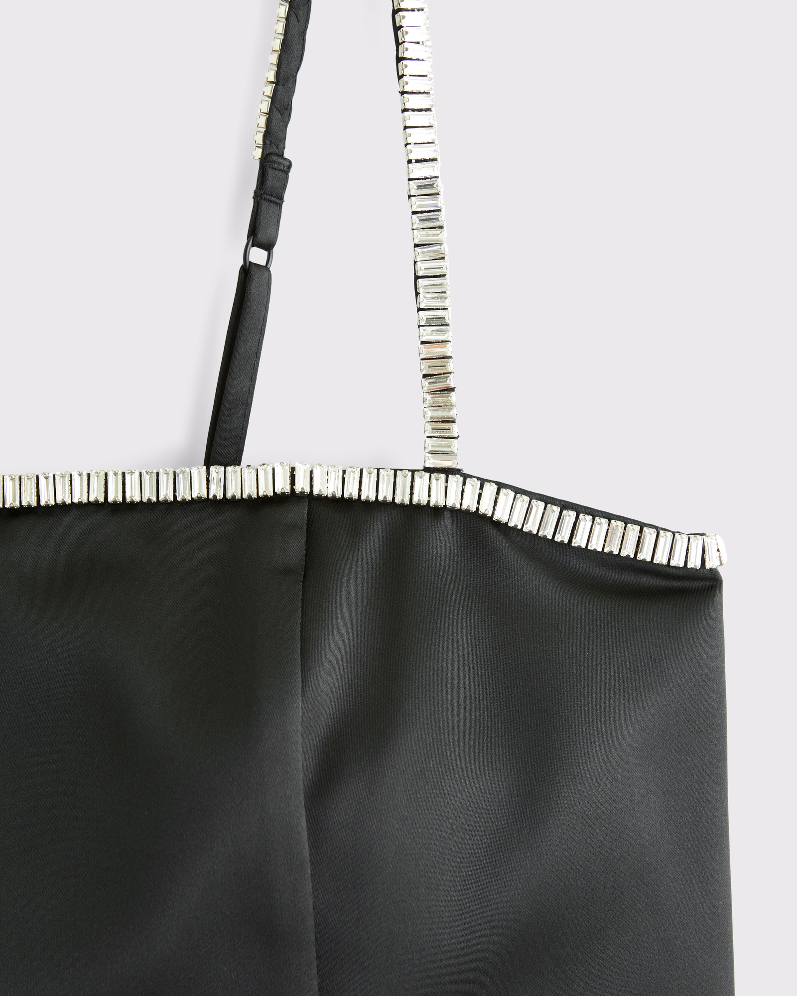 Straight Neck Diamante Mini Dress