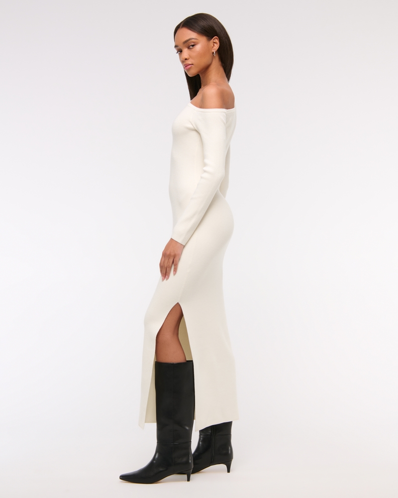 One-Shoulder Maxi Sweater Dress