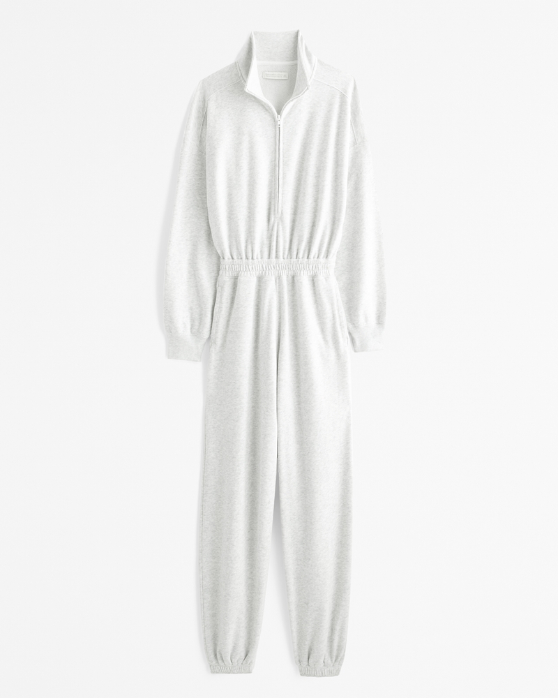 Long-Sleeve Half-Zip Fleece Jumpsuit