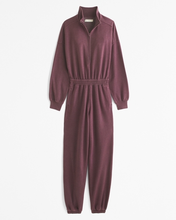 Women s Long Sleeve Half Zip Fleece Jumpsuit Women s Dresses Jumpsuits Abercrombie