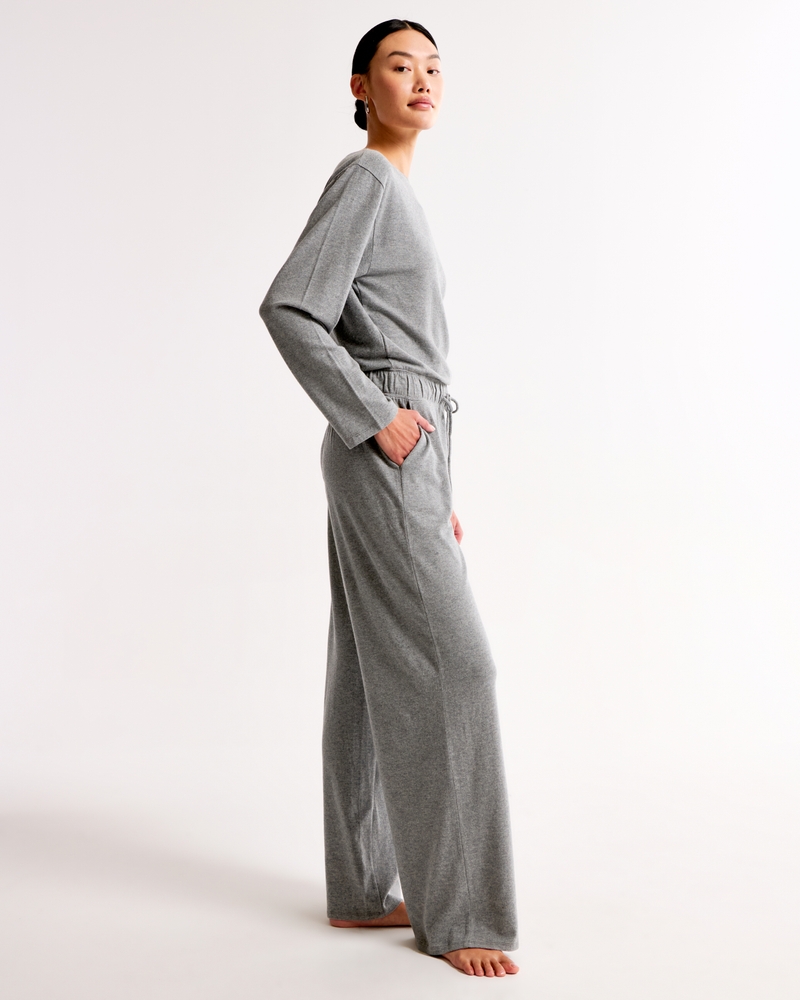 Lounge Off-The-Shoulder Long-Sleeve Jumpsuit