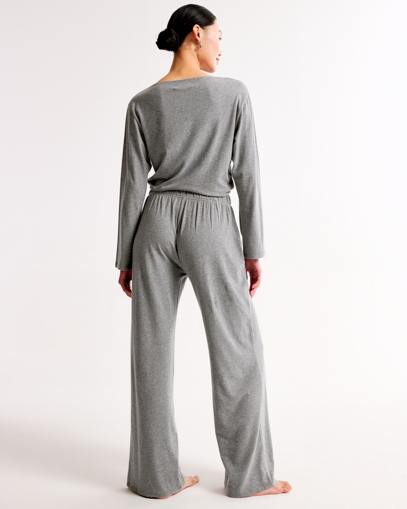 Lounge Off-The-Shoulder Long-Sleeve Jumpsuit