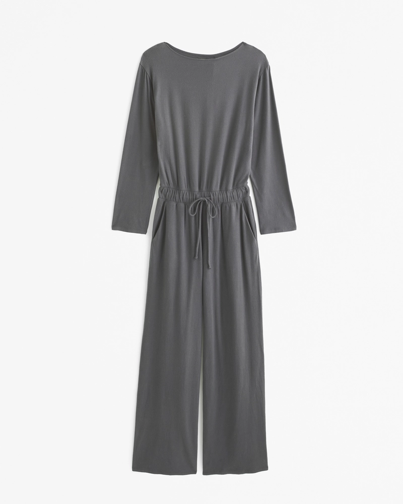 Lounge Off-The-Shoulder Long-Sleeve Jumpsuit