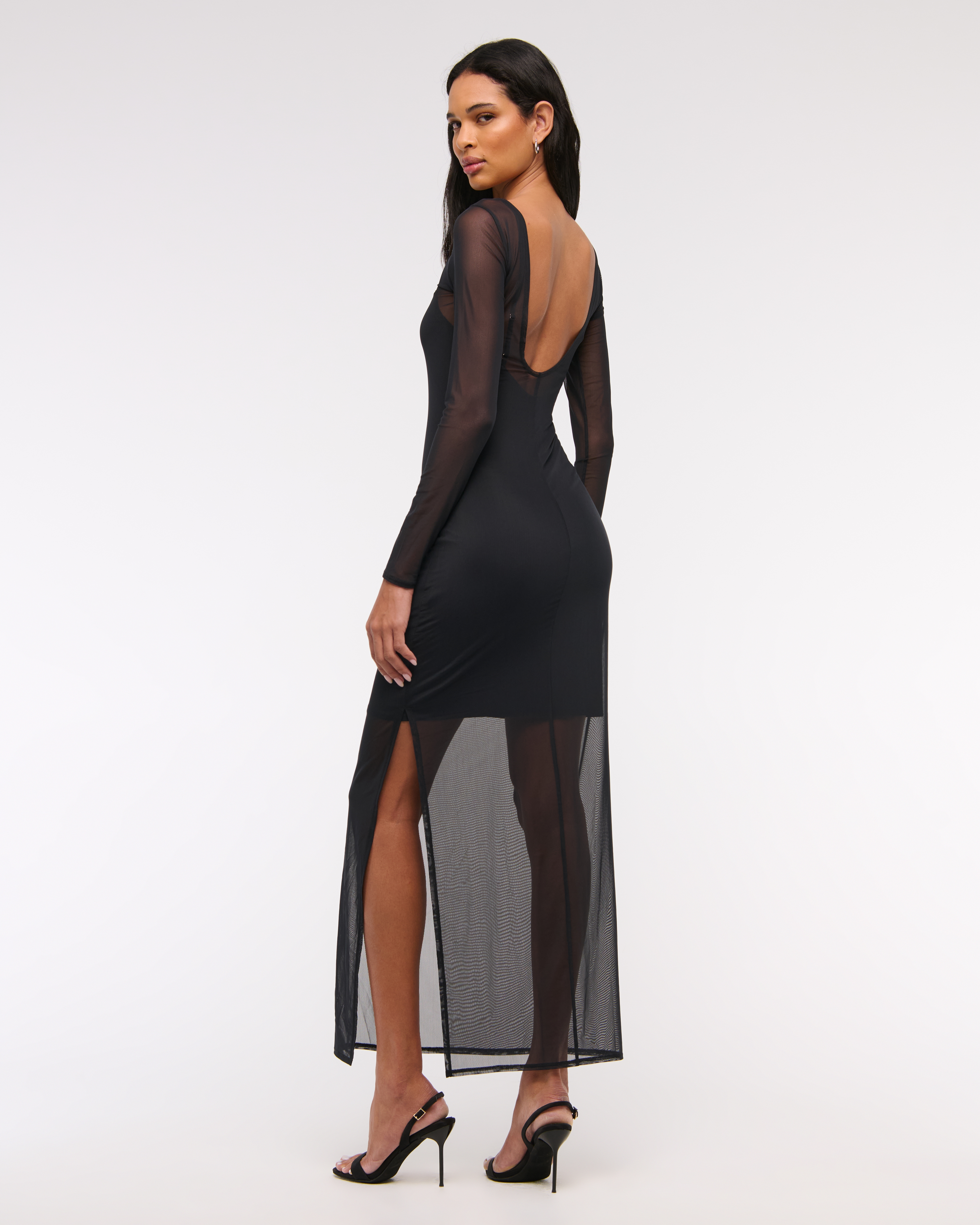 Ameri LONG SHEER DRESS ¥25,300 la-femme-31229-sweetheart-
