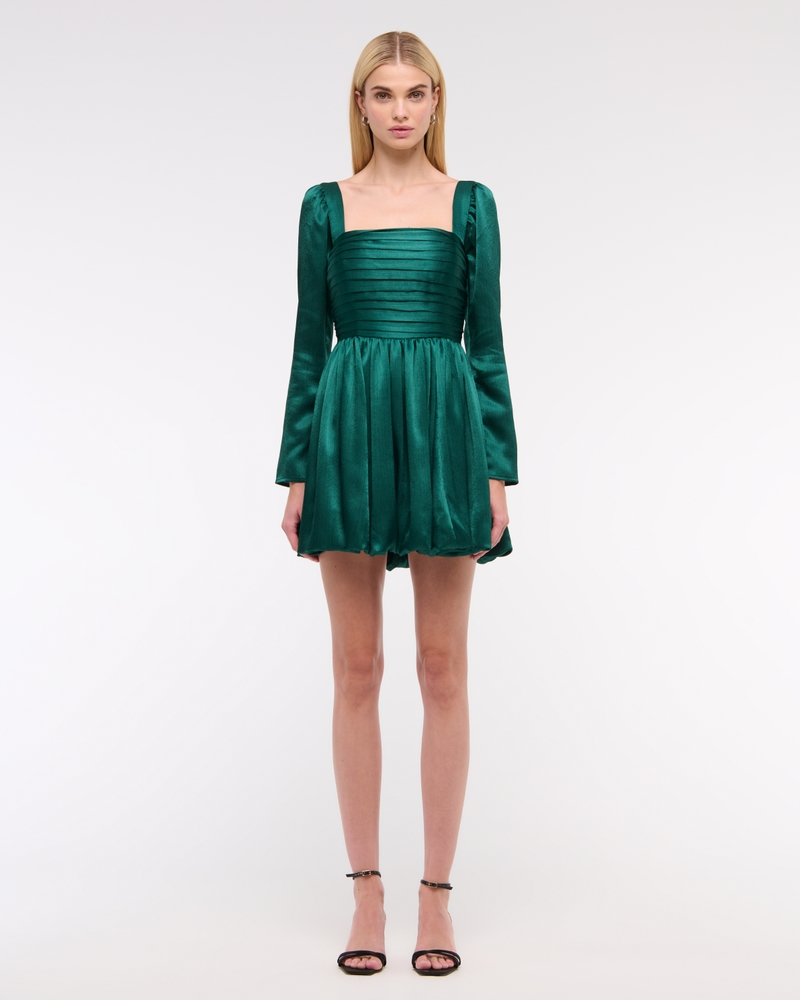 The A&F Emerson Bubble Hem Satin Mini Dress