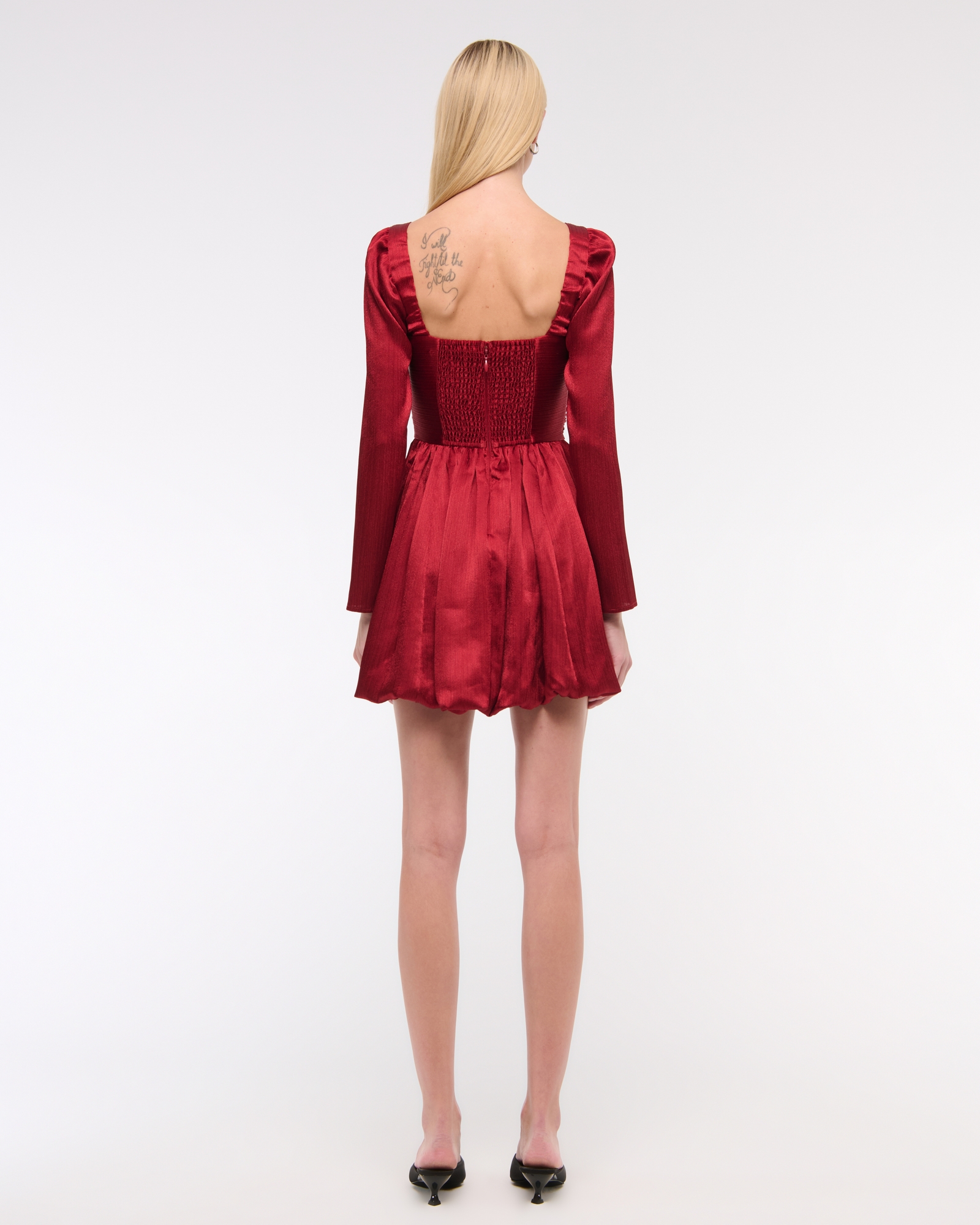 emerson satin long sleeve mini dress Abercrombie & Fitch Emerson Satin Long Sleeve Mini Dress