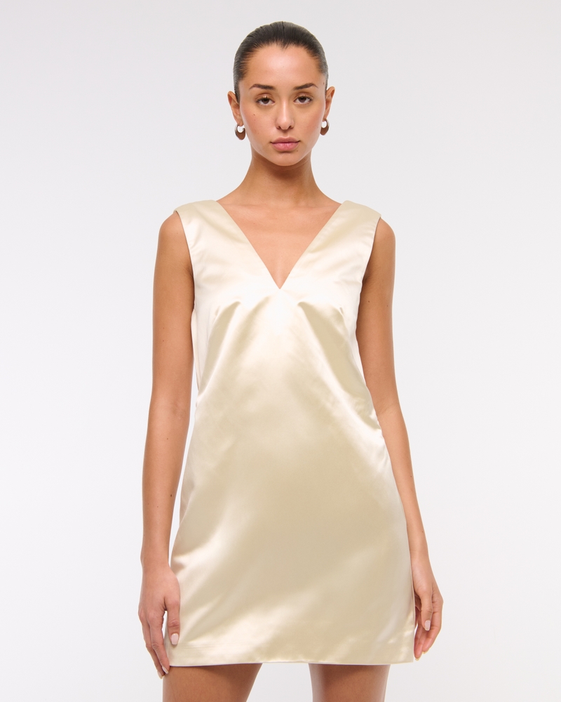 Plunge Bow-Back Mini Dress
