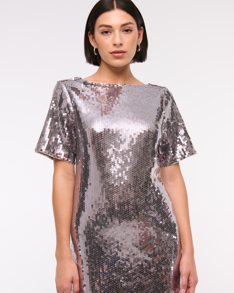 Sequin Tee Shift Mini Dress