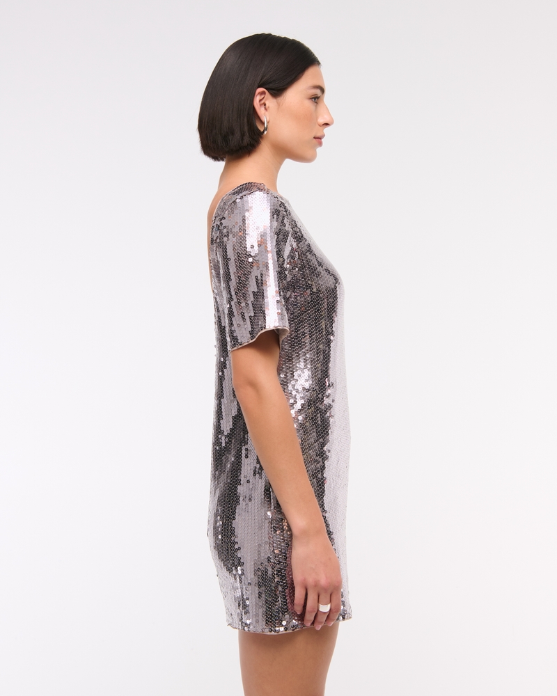 Sequin Tee Shift Mini Dress