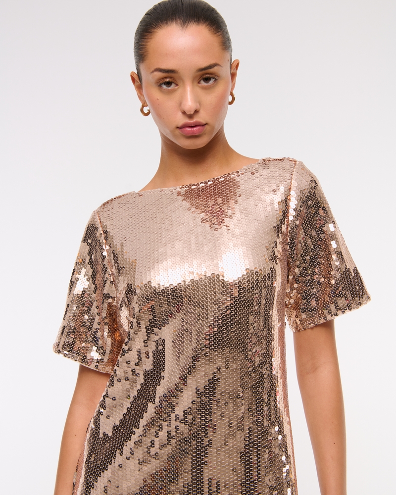Sequin Tee Shift Mini Dress