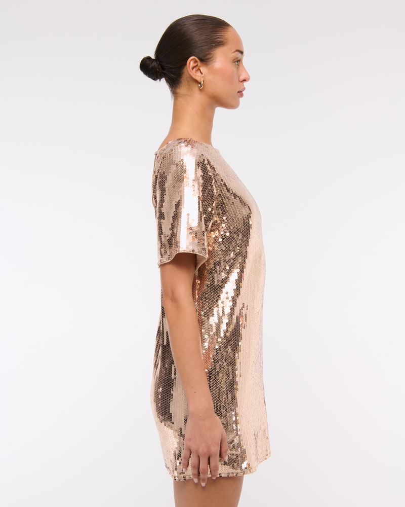 Sequin Tee Shift Mini Dress