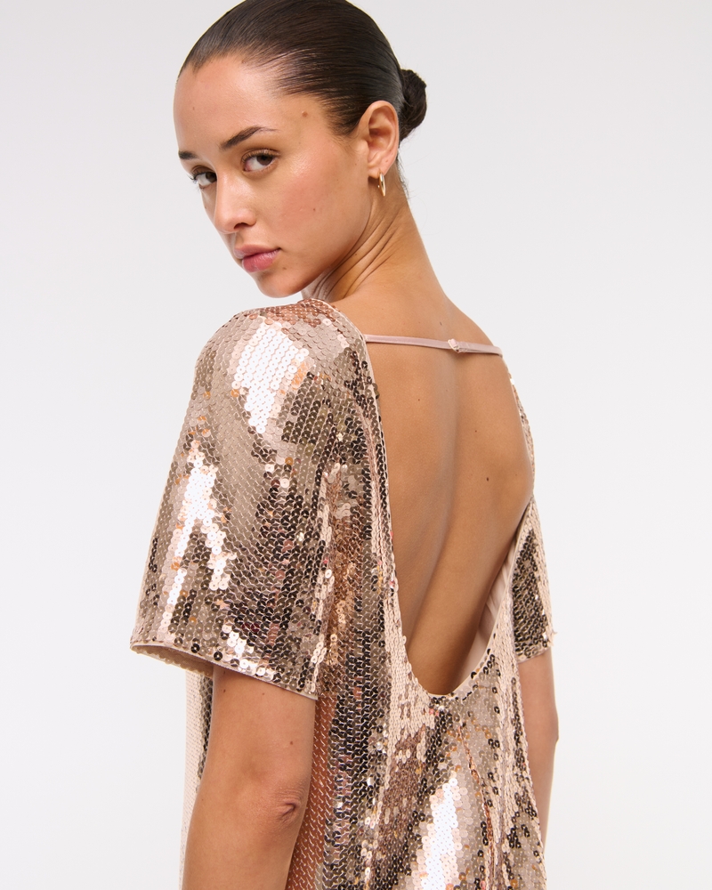 Sequin Tee Shift Mini Dress
