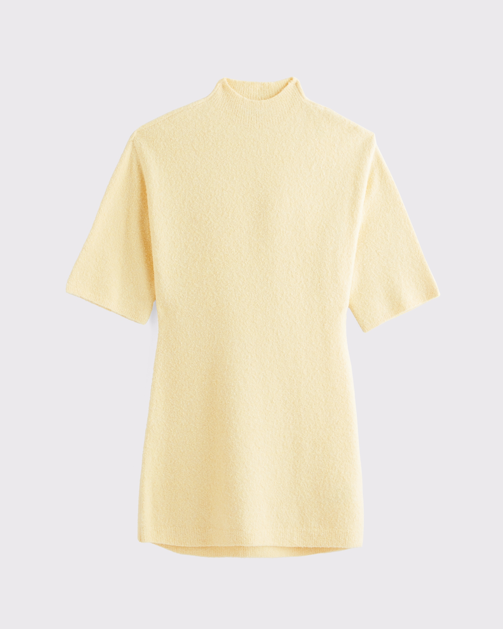 Short-Sleeve Boucle Mini Sweater Dress