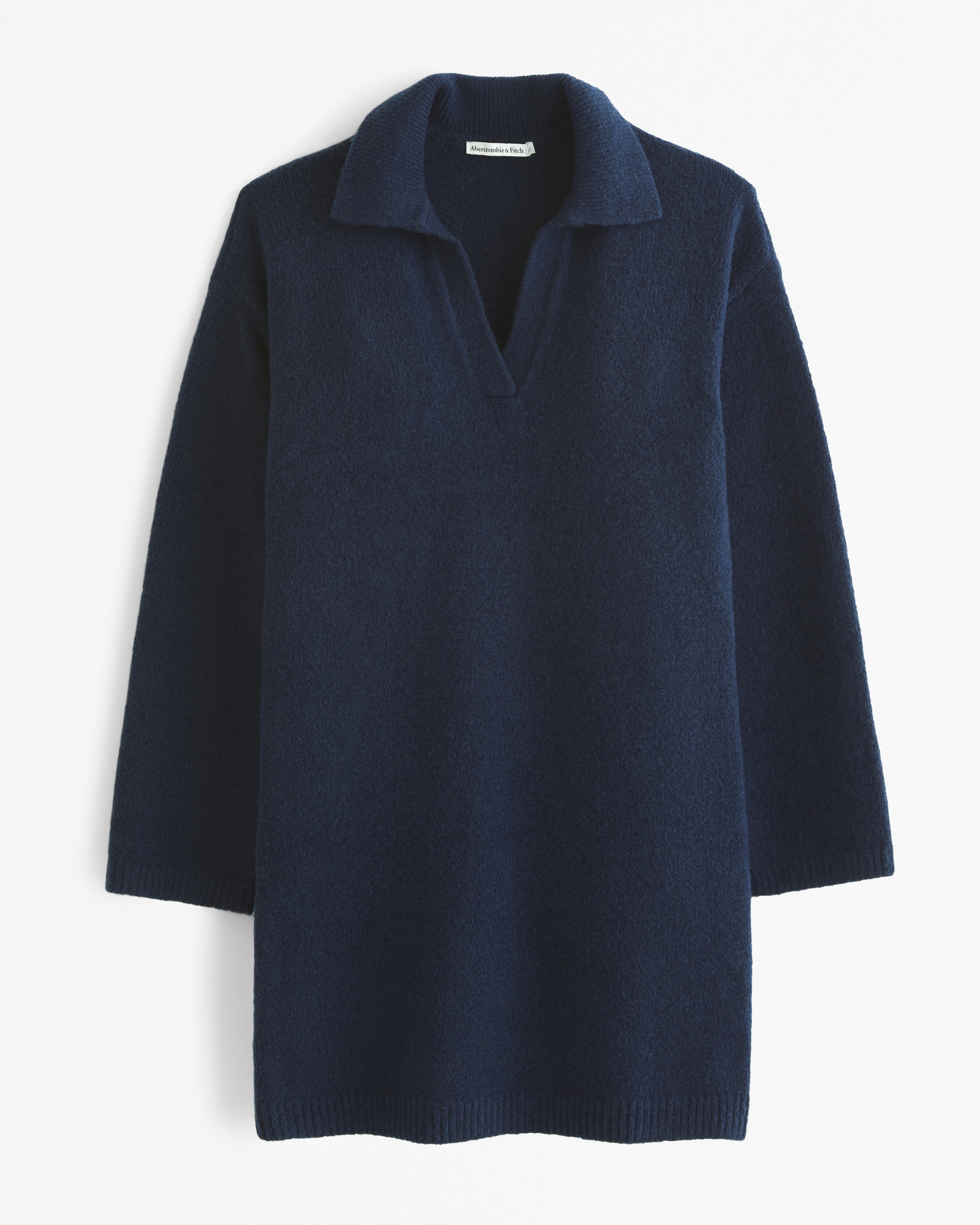 Long-Sleeve Collared Mini Sweater Dress