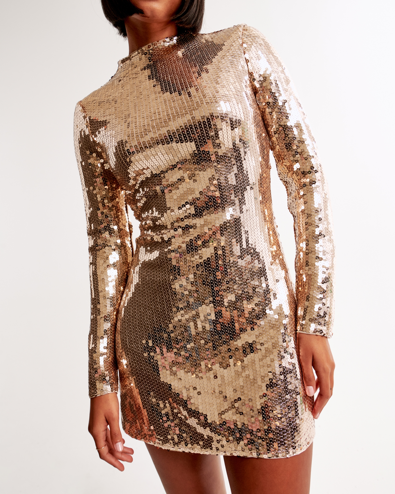 The A&F Paloma Long-Sleeve Sequin Mini Dress