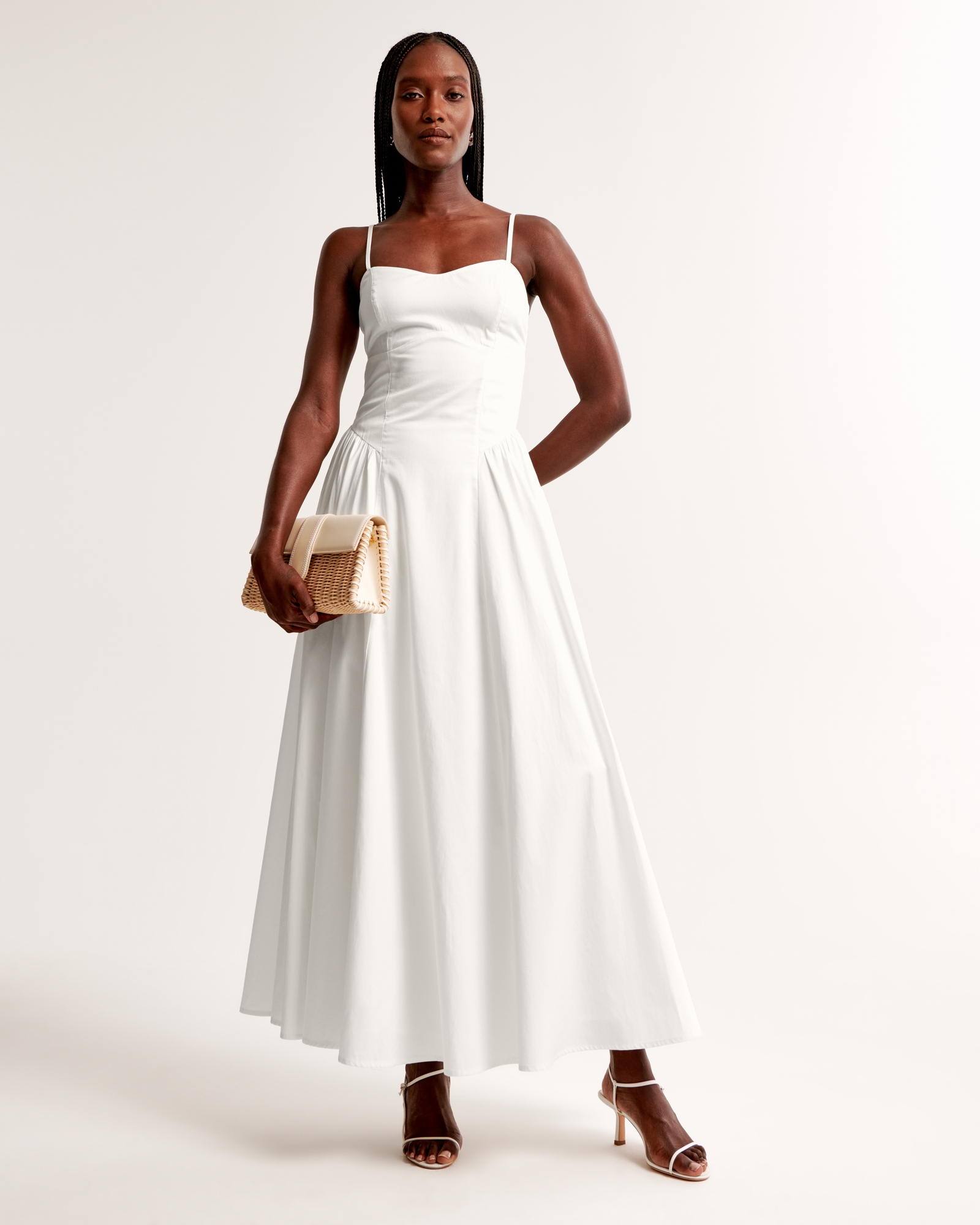 Dipped-Waist Sweetheart Maxi Dress