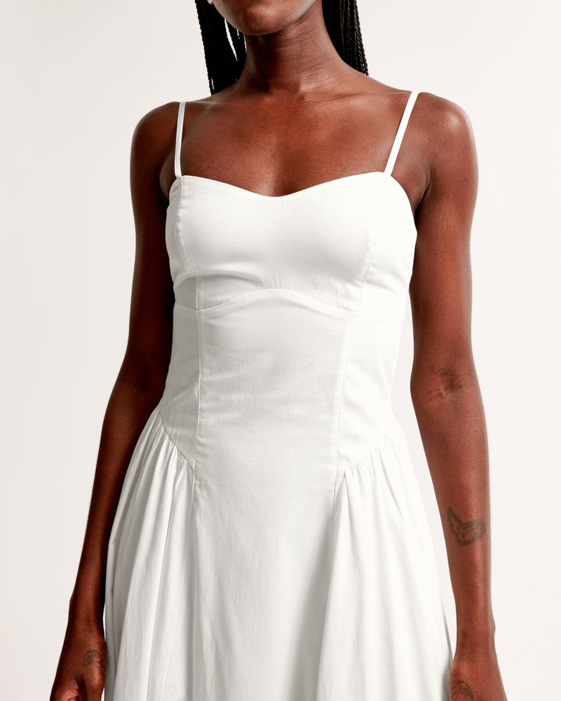 Dipped-Waist Sweetheart Maxi Dress
