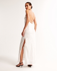 satin jacquard slip maxi dress Jacquard Satin Slip Dress Xs / Coffee Color