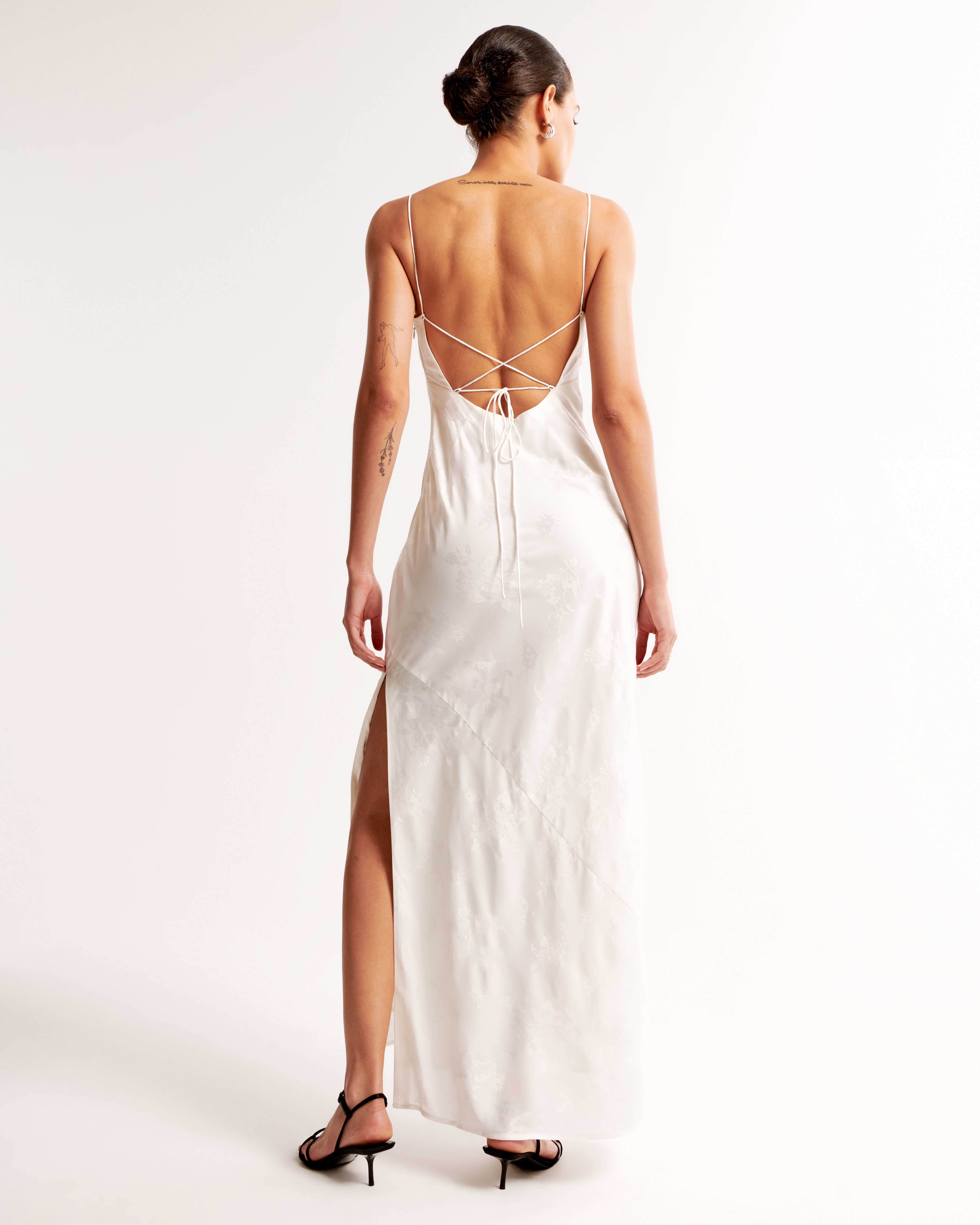 Satin Jacquard Slip Maxi Dress