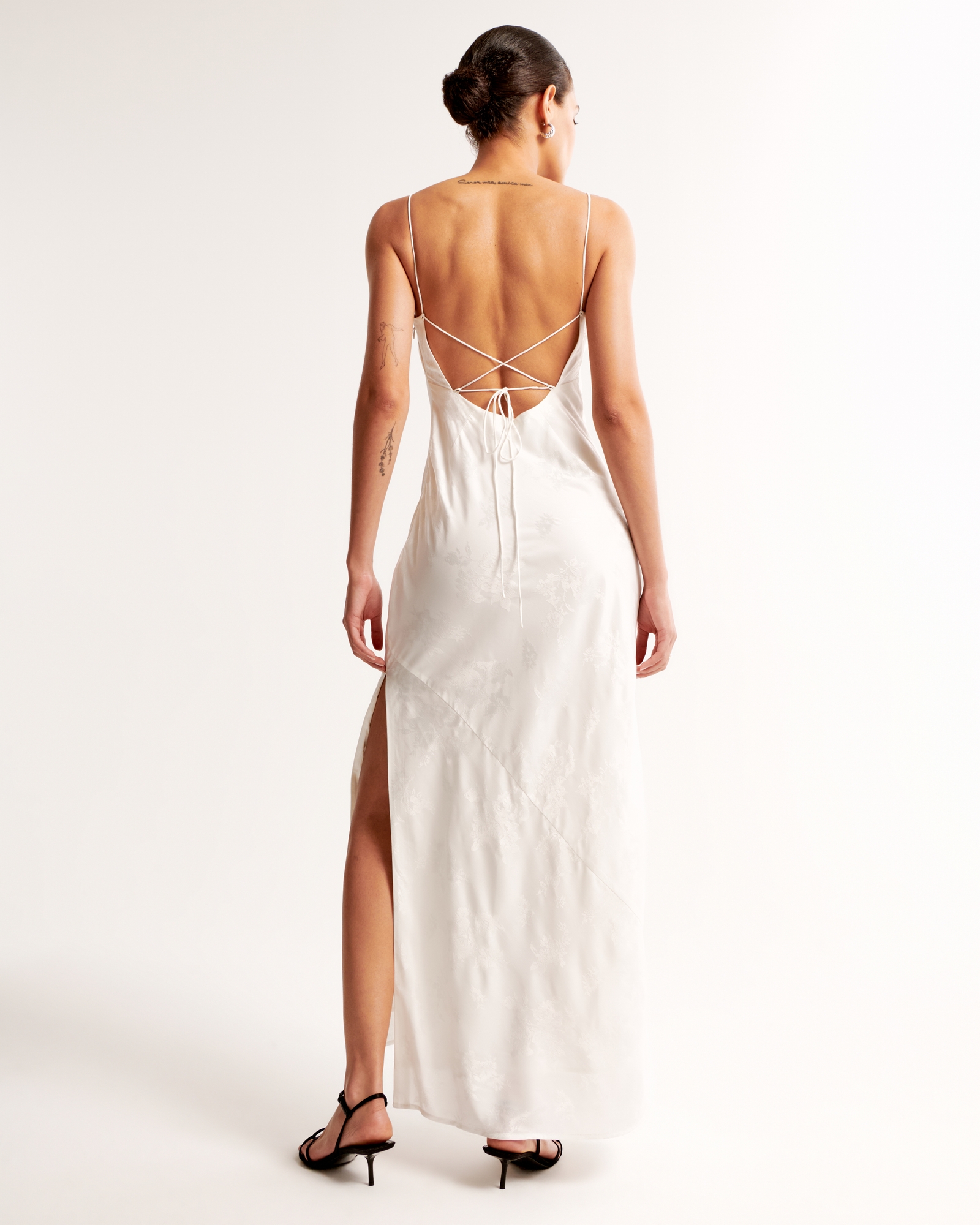The A&F Julia Slip Satin Jacquard Maxi Dress