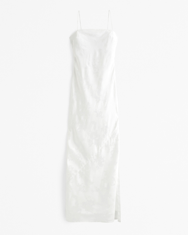 The A&F Julia Slip Satin Jacquard Maxi Dress, Pearl view 1