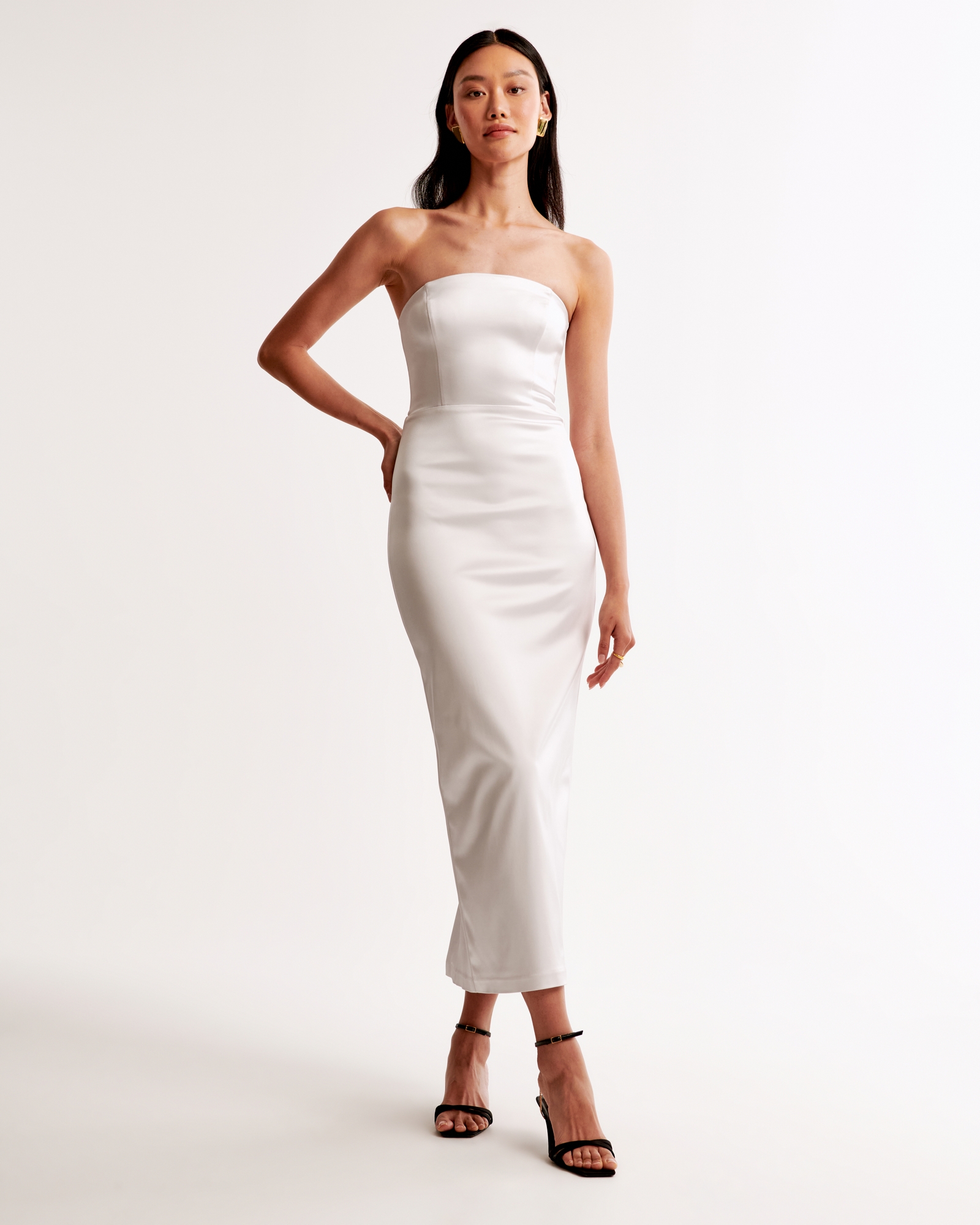 Strapless Satin Sculpt Maxi Dress