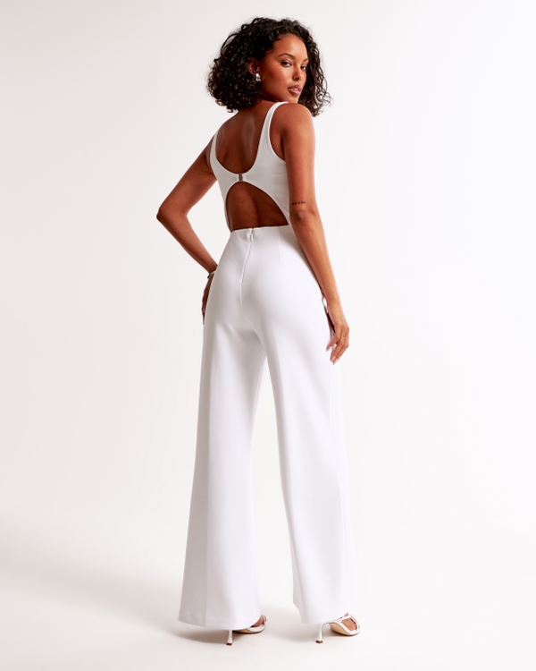 Slash Clasp-Back Jumpsuit, White