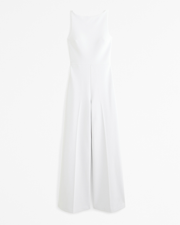 Slash Clasp-Back Jumpsuit, White view 1