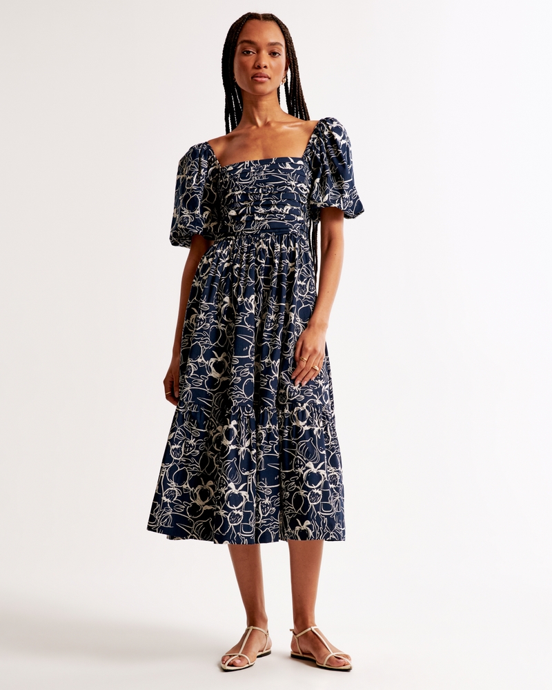 The A&F Emerson Poplin Puff Sleeve Midi Dress