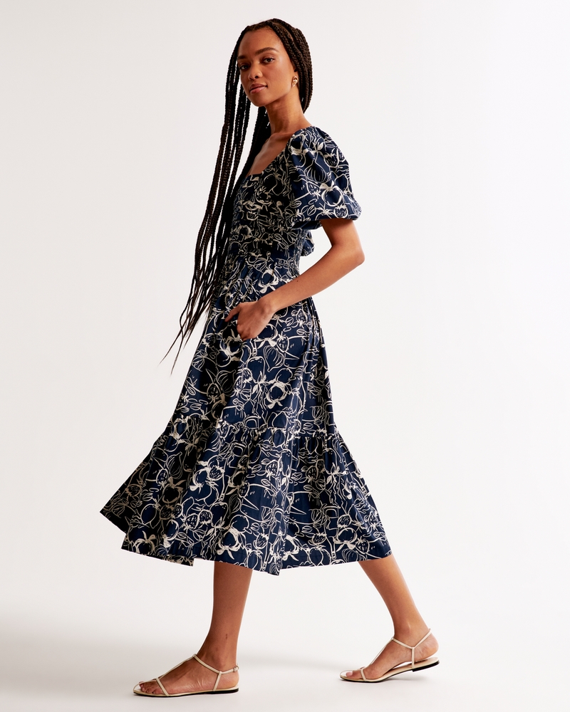 The A&F Emerson Poplin Puff Sleeve Midi Dress
